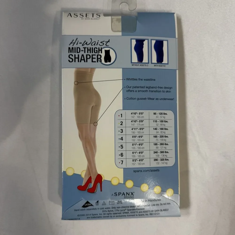Spanx Assets Womens Hi-Waist Mid-Thigh Shaper Nude Color Size 4 NEW‎